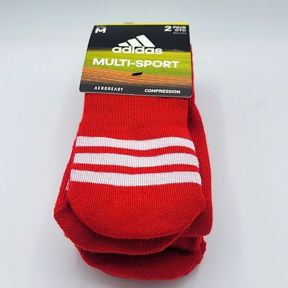 MENS ADIDAS 2 PAIR OTC MULTI SPORT SOCCER ROYAL RED WHITE STRIPE SIZE M